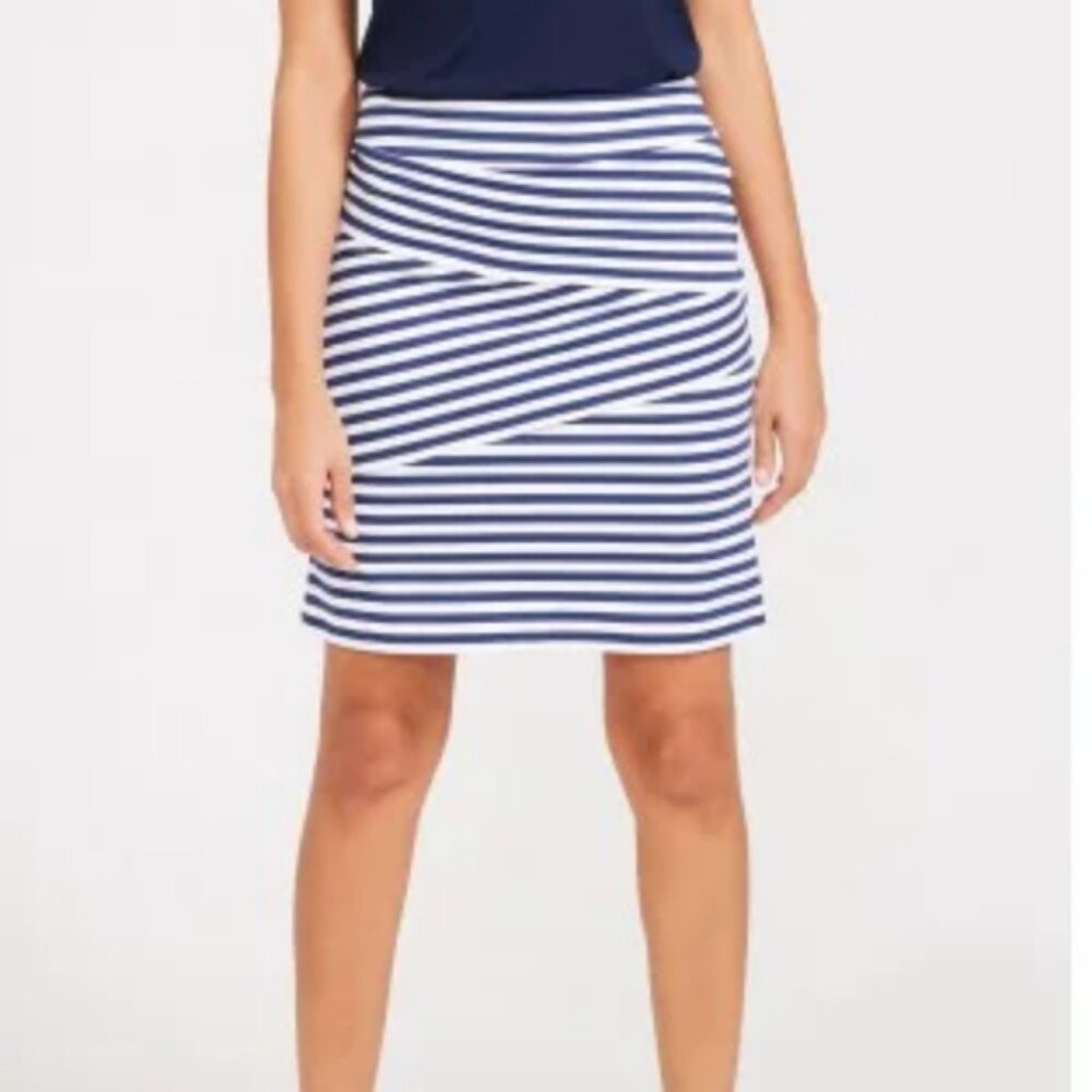 J. McLaughlin Nicola Catalina Tiered Stripe Skirt In Orange And Blue Size S